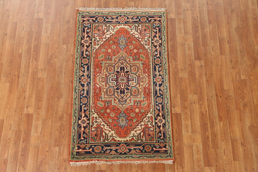 Hand-Knotted Wool Heriz Oriental Area Rug 3x5