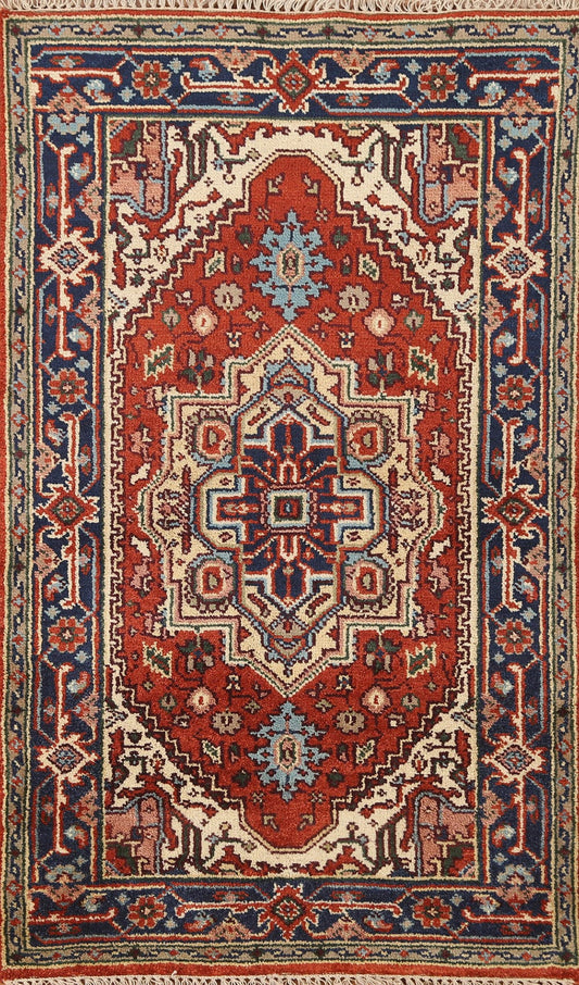 Hand-Knotted Wool Heriz Oriental Area Rug 3x5