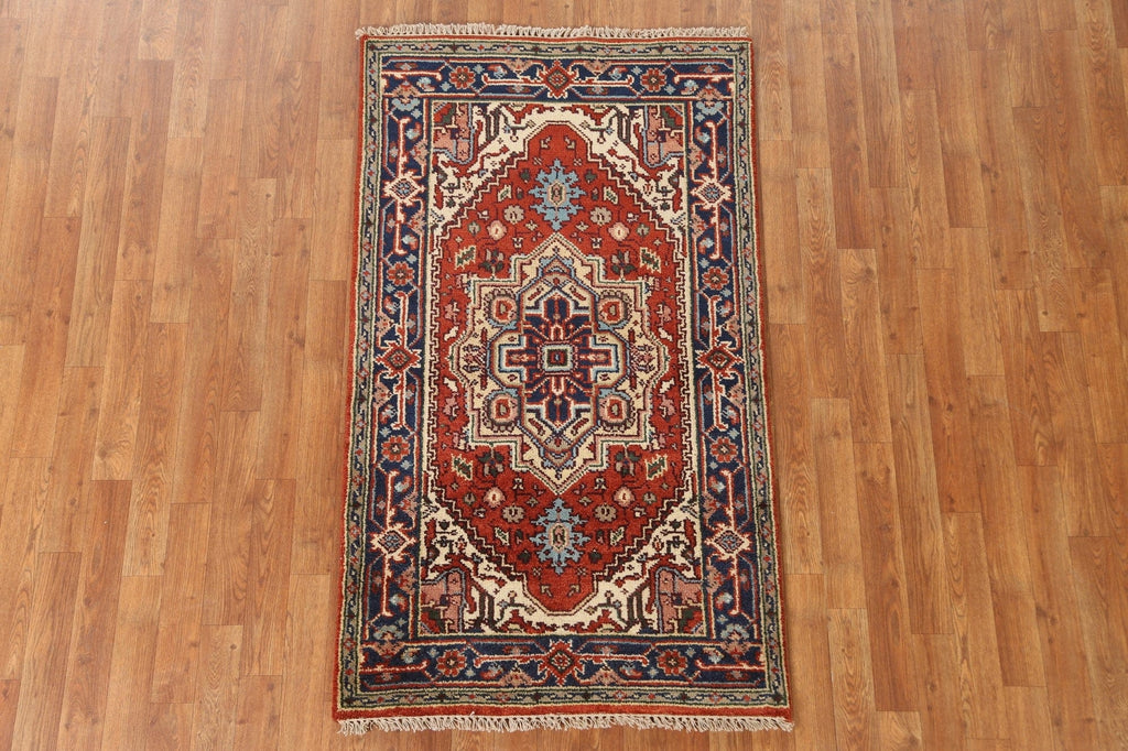 Hand-Knotted Wool Heriz Oriental Area Rug 3x5