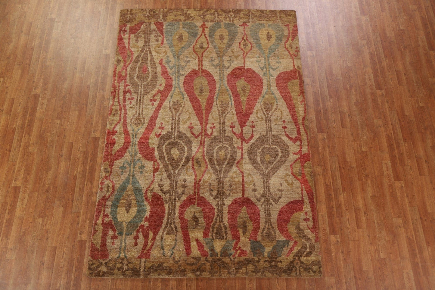 Brown Abstract Oriental Area Rug 7x10