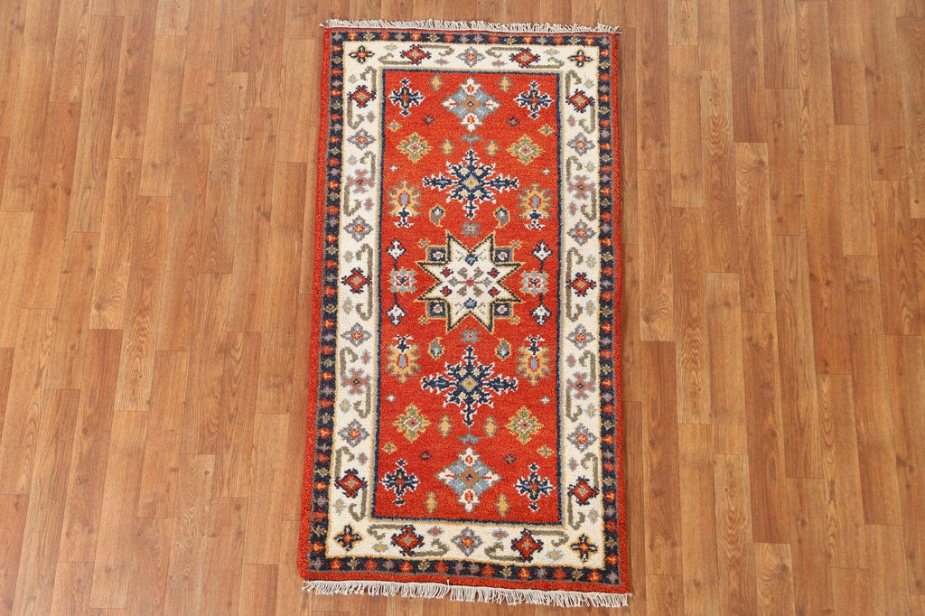 Handmade Wool Kazak Oriental Runner Rug 2x5