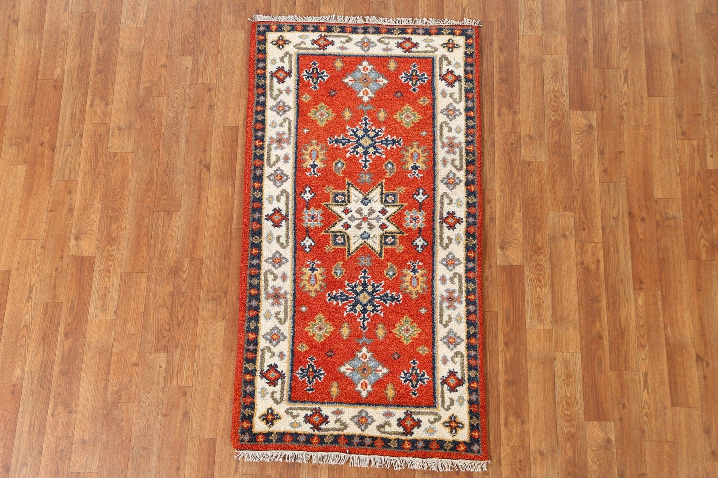 Handmade Wool Kazak Oriental Runner Rug 2x5