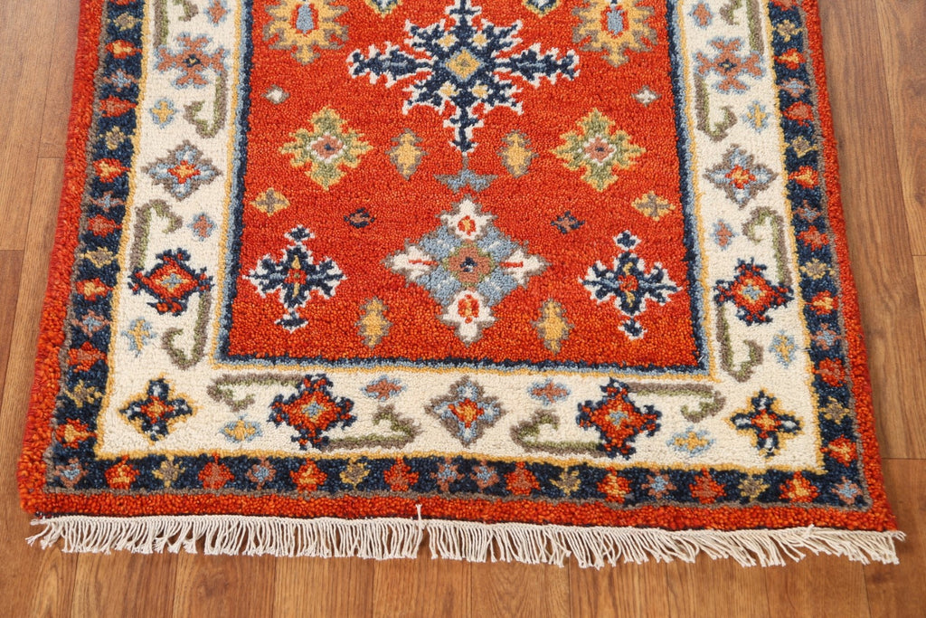 Handmade Wool Kazak Oriental Runner Rug 2x5