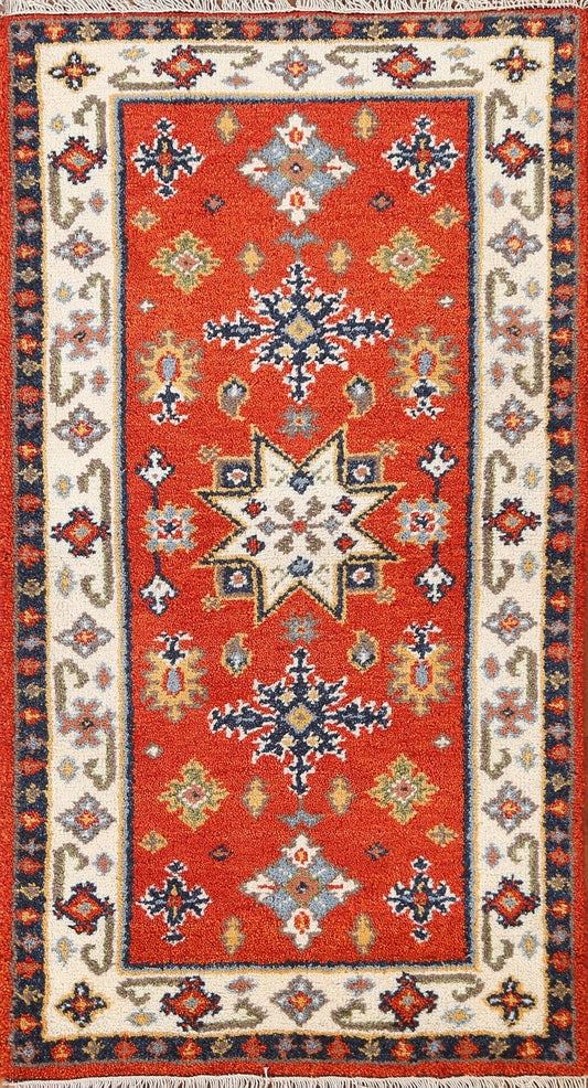 Handmade Wool Kazak Oriental Runner Rug 2x5