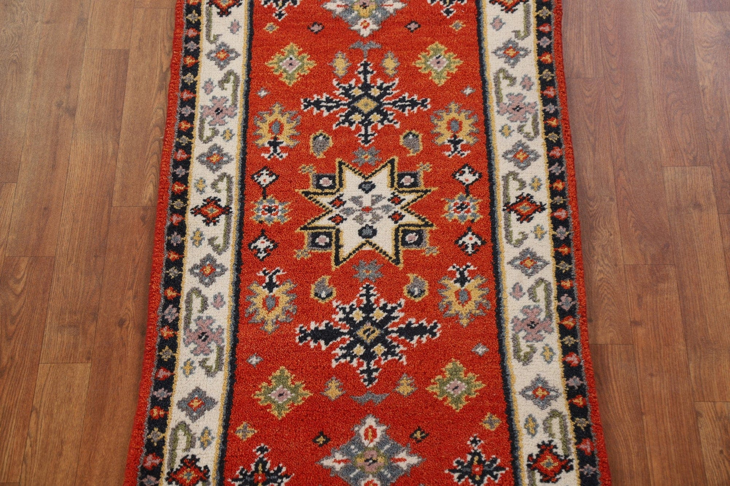 Hand-Knotted Wool Kazak Oriental Runner Rug 2x5