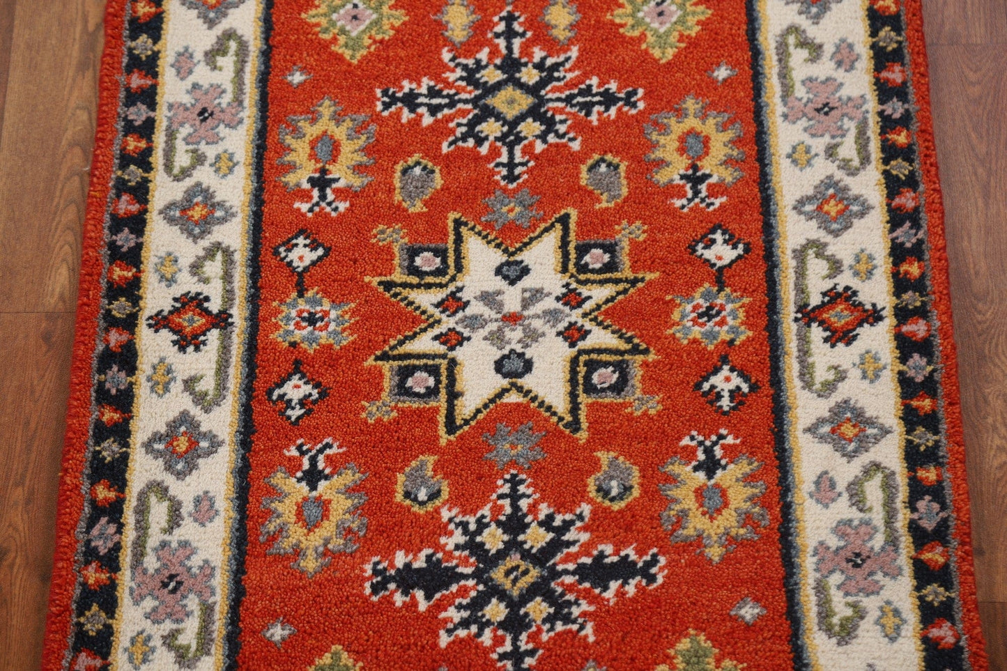 Hand-Knotted Wool Kazak Oriental Runner Rug 2x5