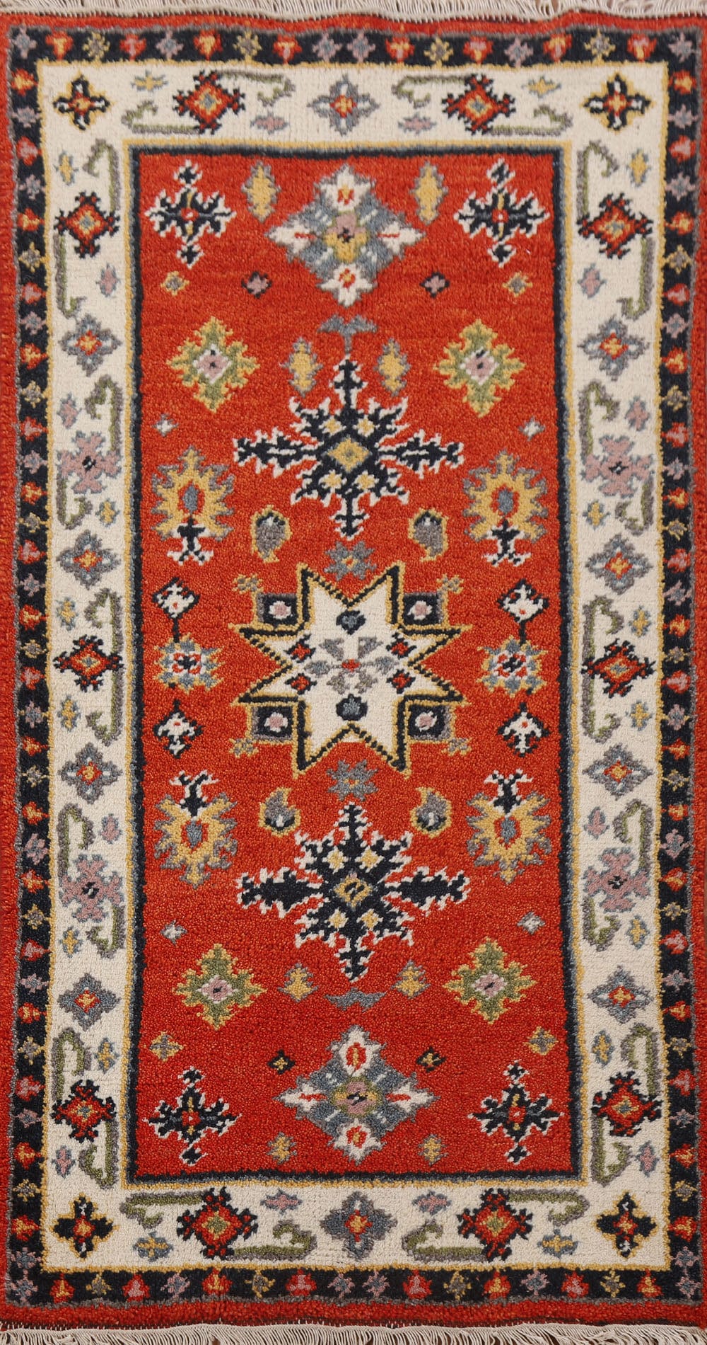 Hand-Knotted Wool Kazak Oriental Runner Rug 2x5