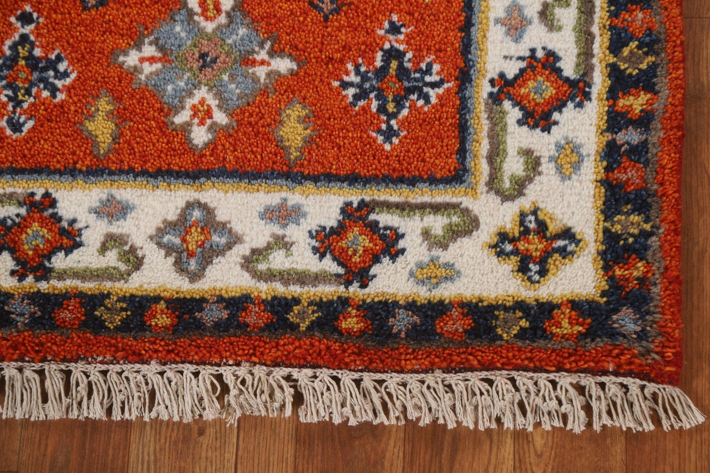 Orange Wool Kazak Oriental Runner Rug 2x5