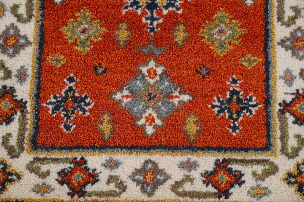 Orange Wool Kazak Oriental Runner Rug 2x5