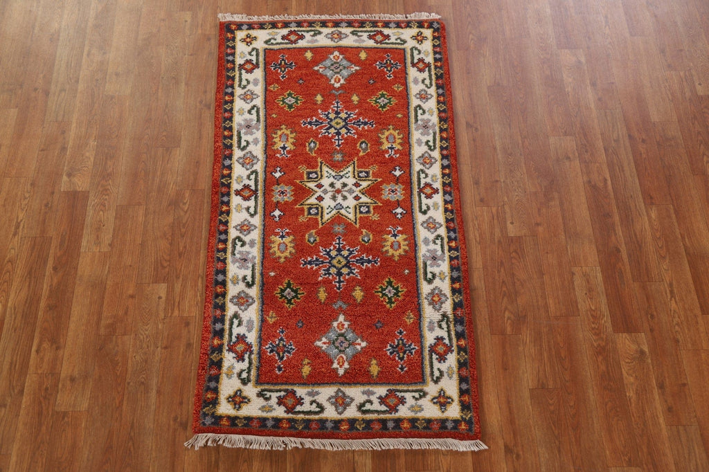 Handmade Wool Kazak Oriental Runner Rug 2x5