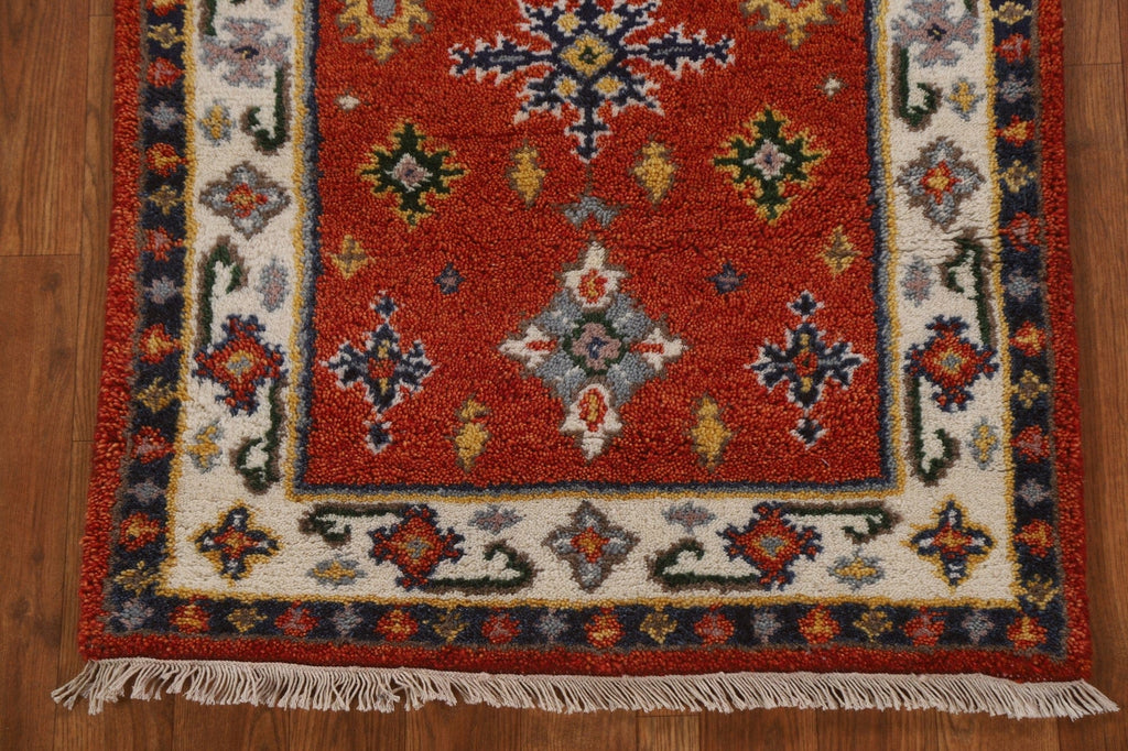 Handmade Wool Kazak Oriental Runner Rug 2x5