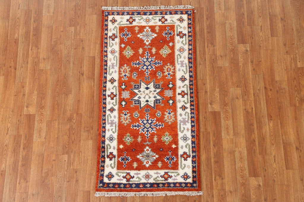 Hand-Knotted Kazak Oriental Runner Rug 2x5