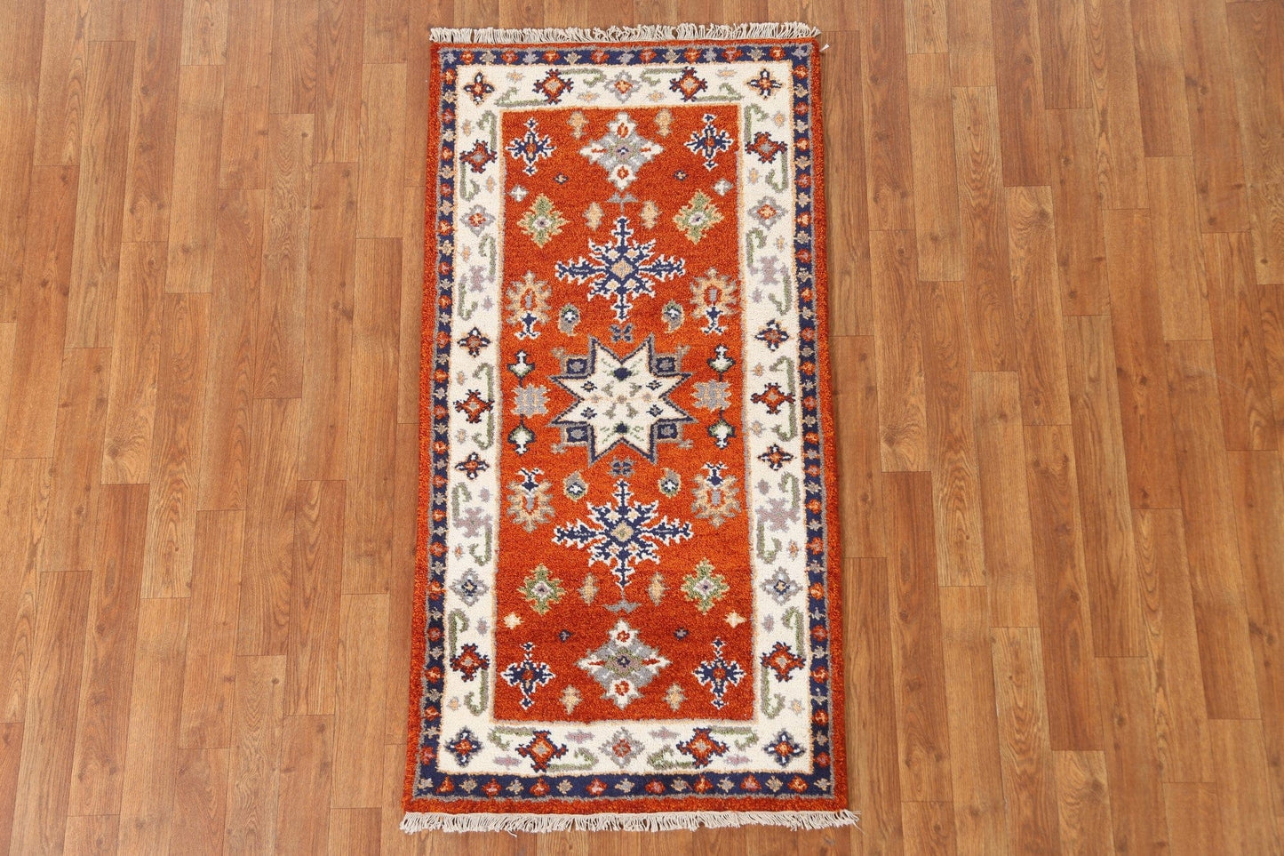 Hand-Knotted Kazak Oriental Runner Rug 2x5