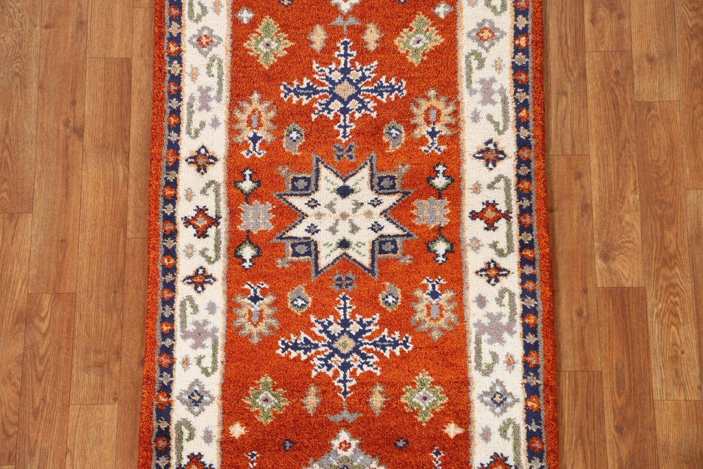 Hand-Knotted Kazak Oriental Runner Rug 2x5