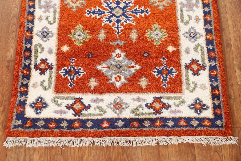 Hand-Knotted Kazak Oriental Runner Rug 2x5