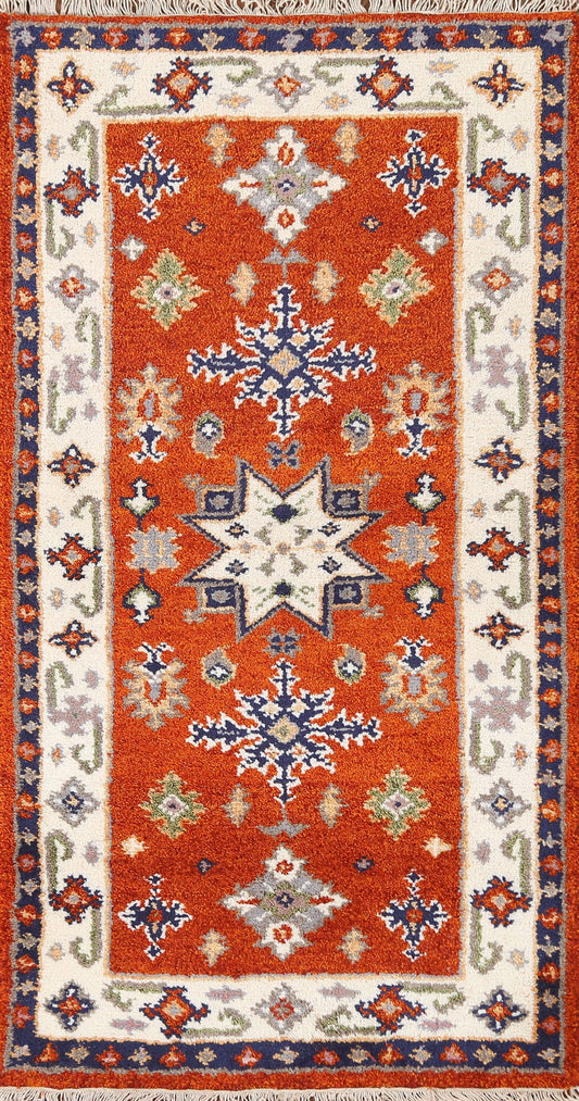 Hand-Knotted Kazak Oriental Runner Rug 2x5