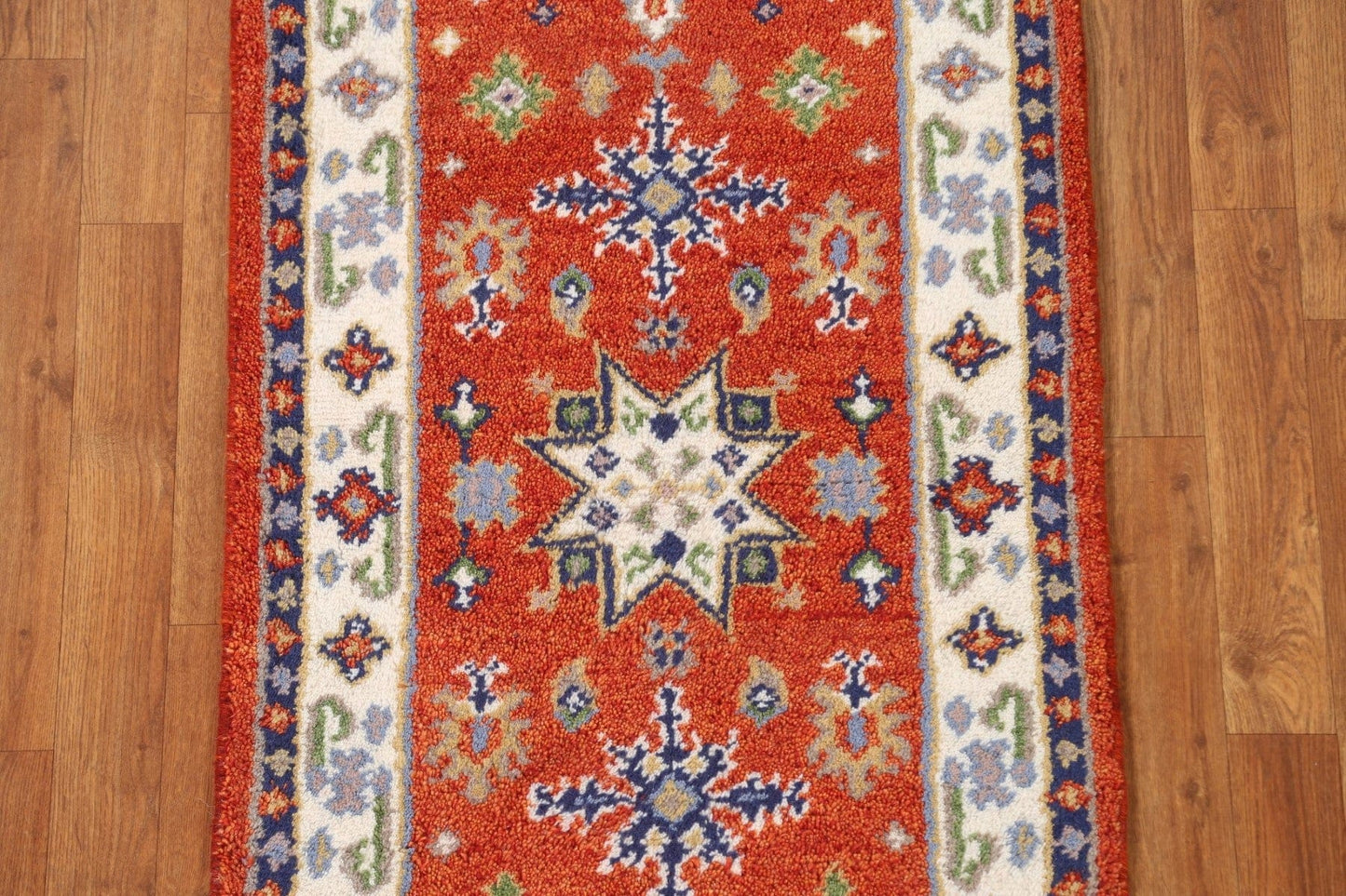 Geometric Wool Kazak Oriental Runner Rug 2x5