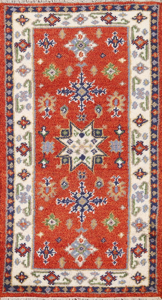 Geometric Wool Kazak Oriental Runner Rug 2x5