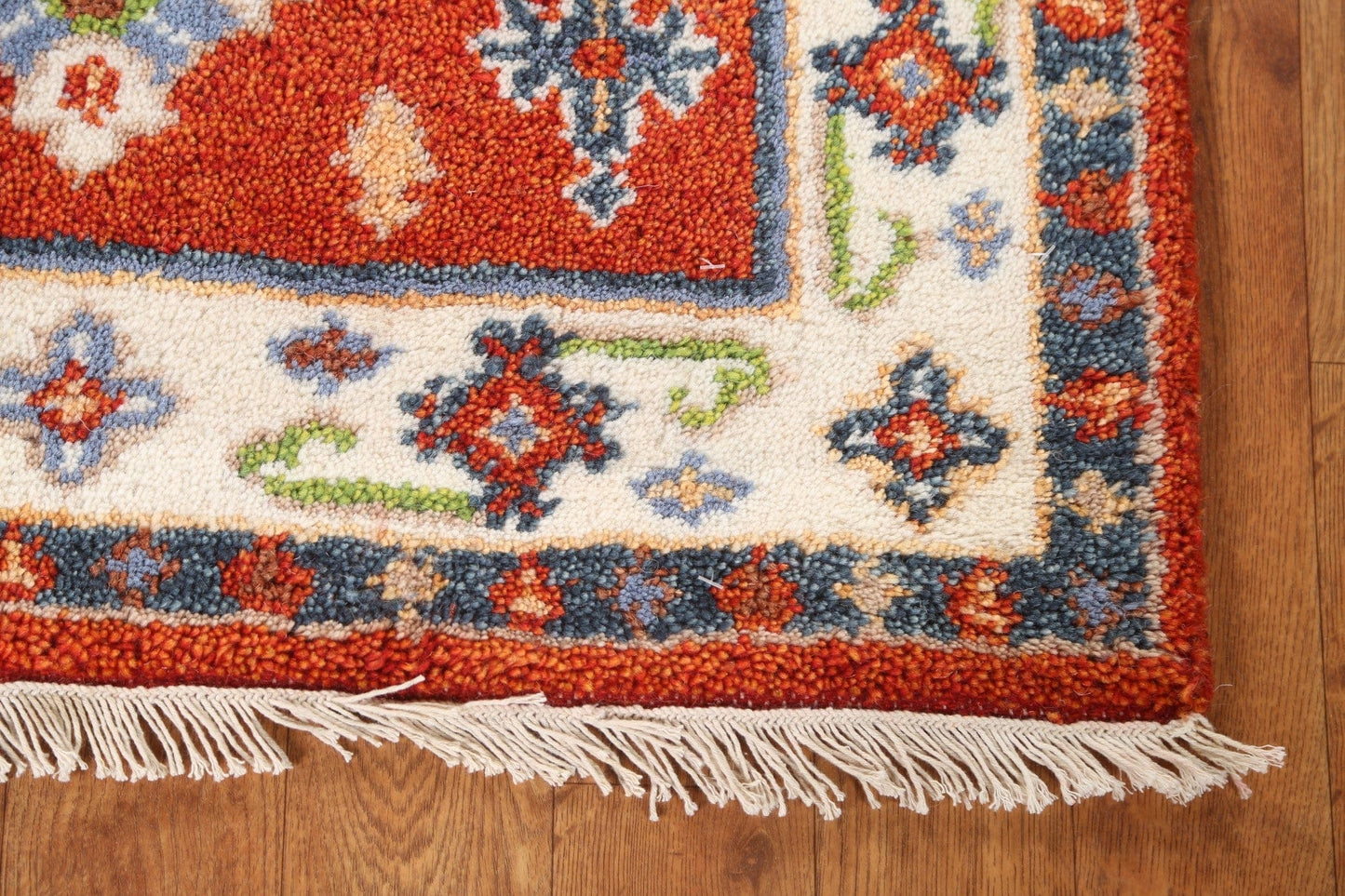 Orange Wool Kazak Oriental Runner Rug 2x5