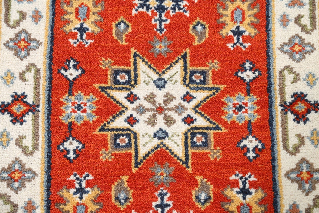 Hand-Knotted Wool Kazak Oriental Runner Rug 2x5