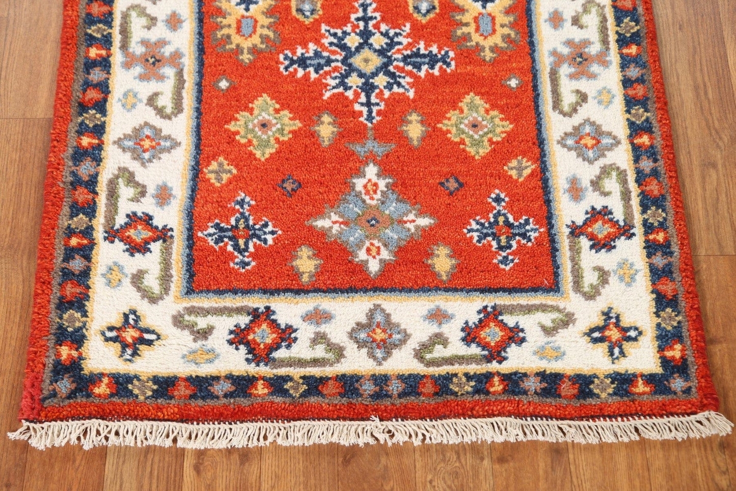 Hand-Knotted Wool Kazak Oriental Runner Rug 2x5