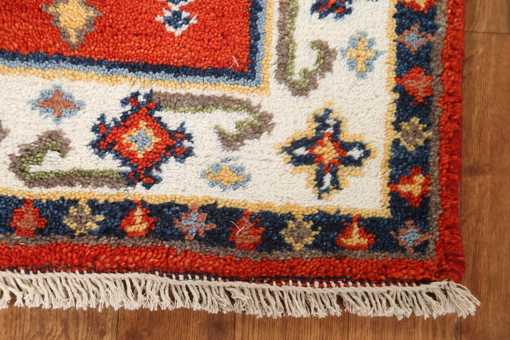 Hand-Knotted Wool Kazak Oriental Runner Rug 2x5