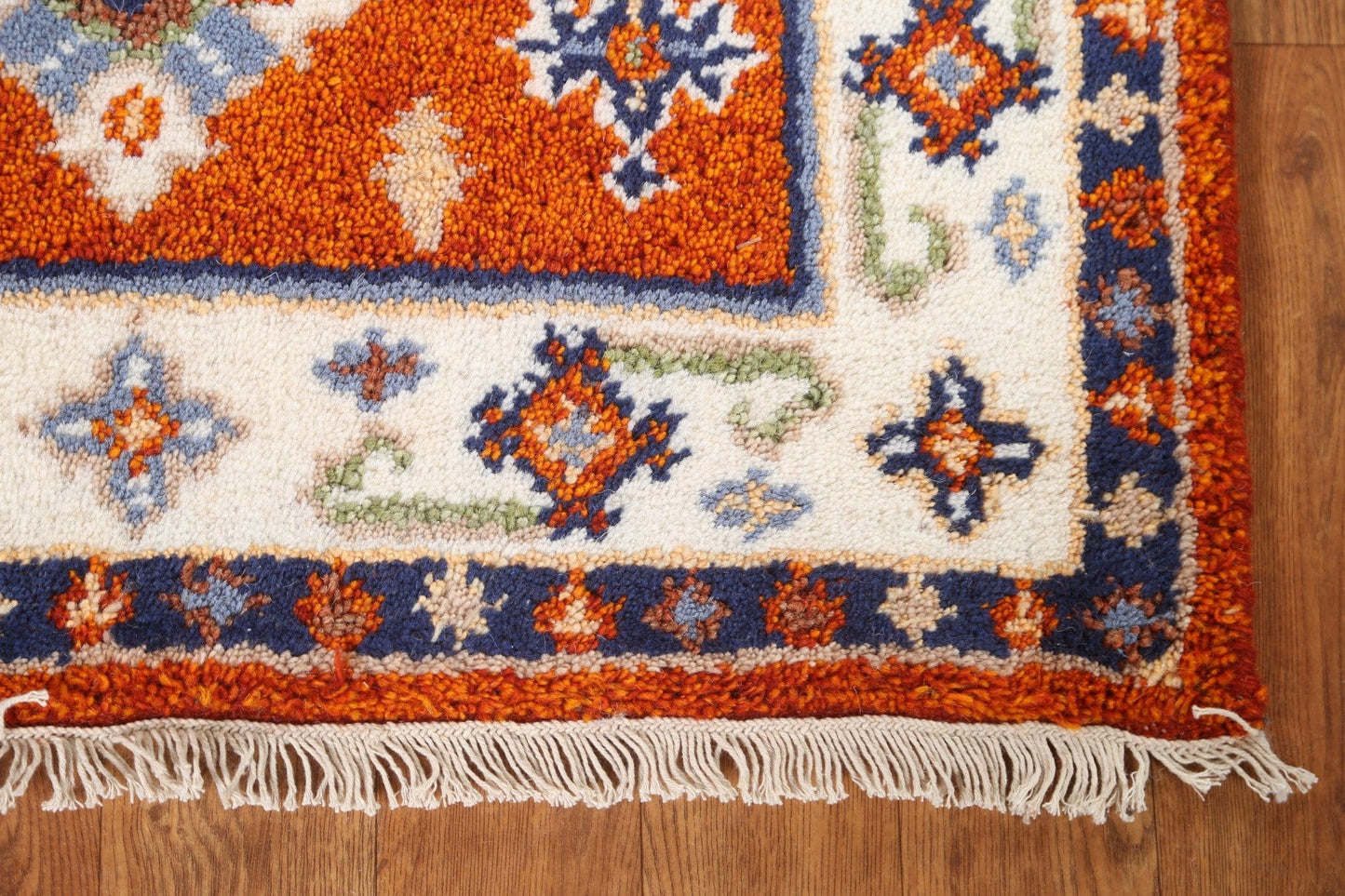 Orange Wool Kazak Oriental Runner Rug 2x5