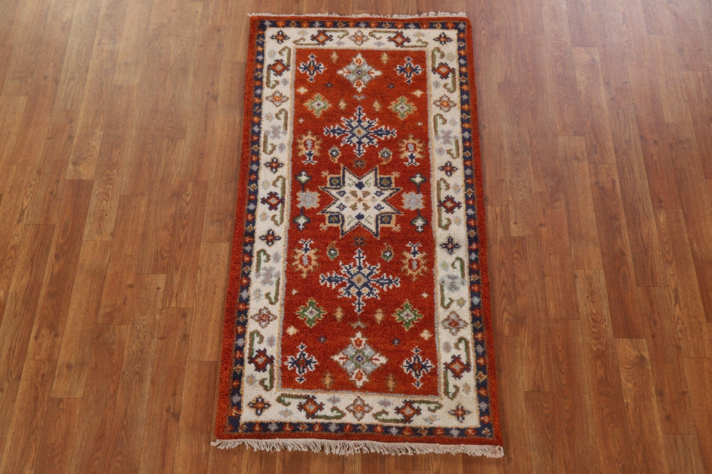 Handmade Wool Kazak Oriental Runner Rug 2x5