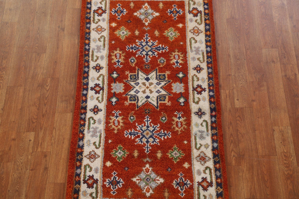 Handmade Wool Kazak Oriental Runner Rug 2x5