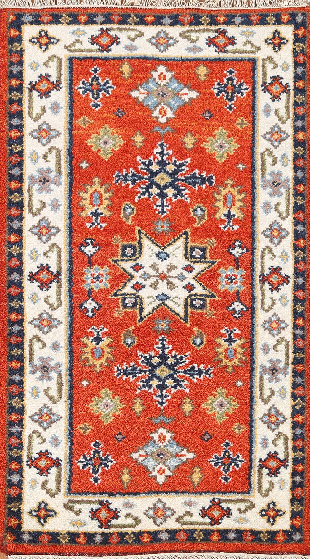 Geometric Wool Kazak Oriental Runner Rug 2x5