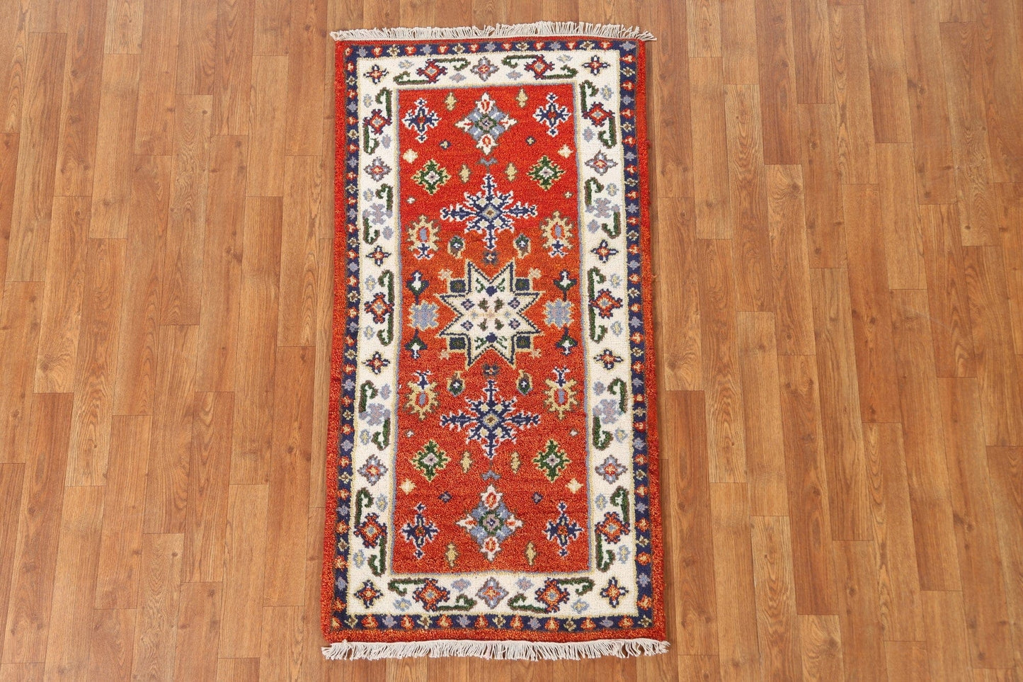 Hand-Knotted Kazak Oriental Runner Rug 2x5