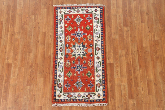 Hand-Knotted Kazak Oriental Runner Rug 2x5