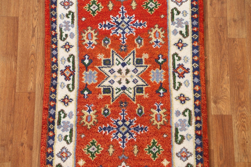 Hand-Knotted Kazak Oriental Runner Rug 2x5