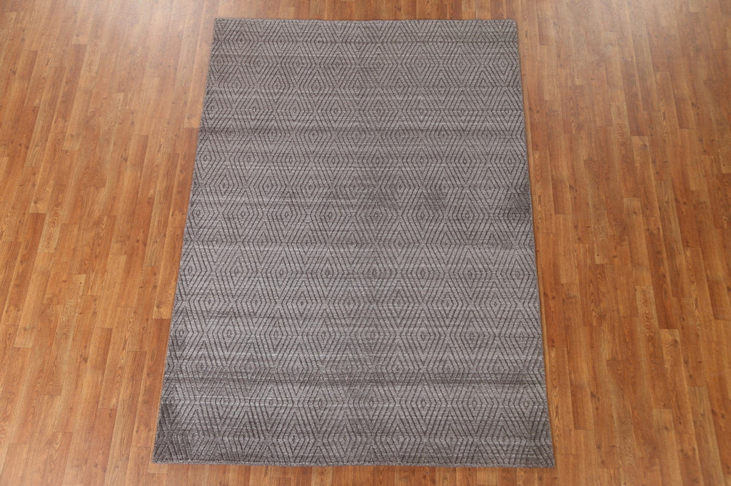 Gray Trellis Gabbeh Area Rug 6x8