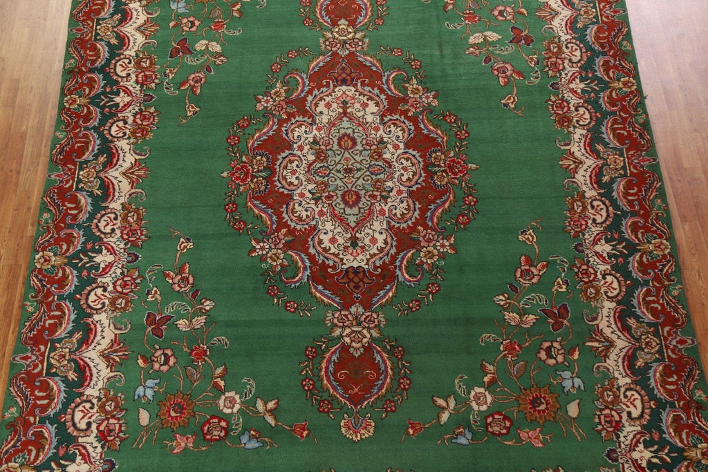 Vintage Green Tabriz Persian Area Rug 10x13