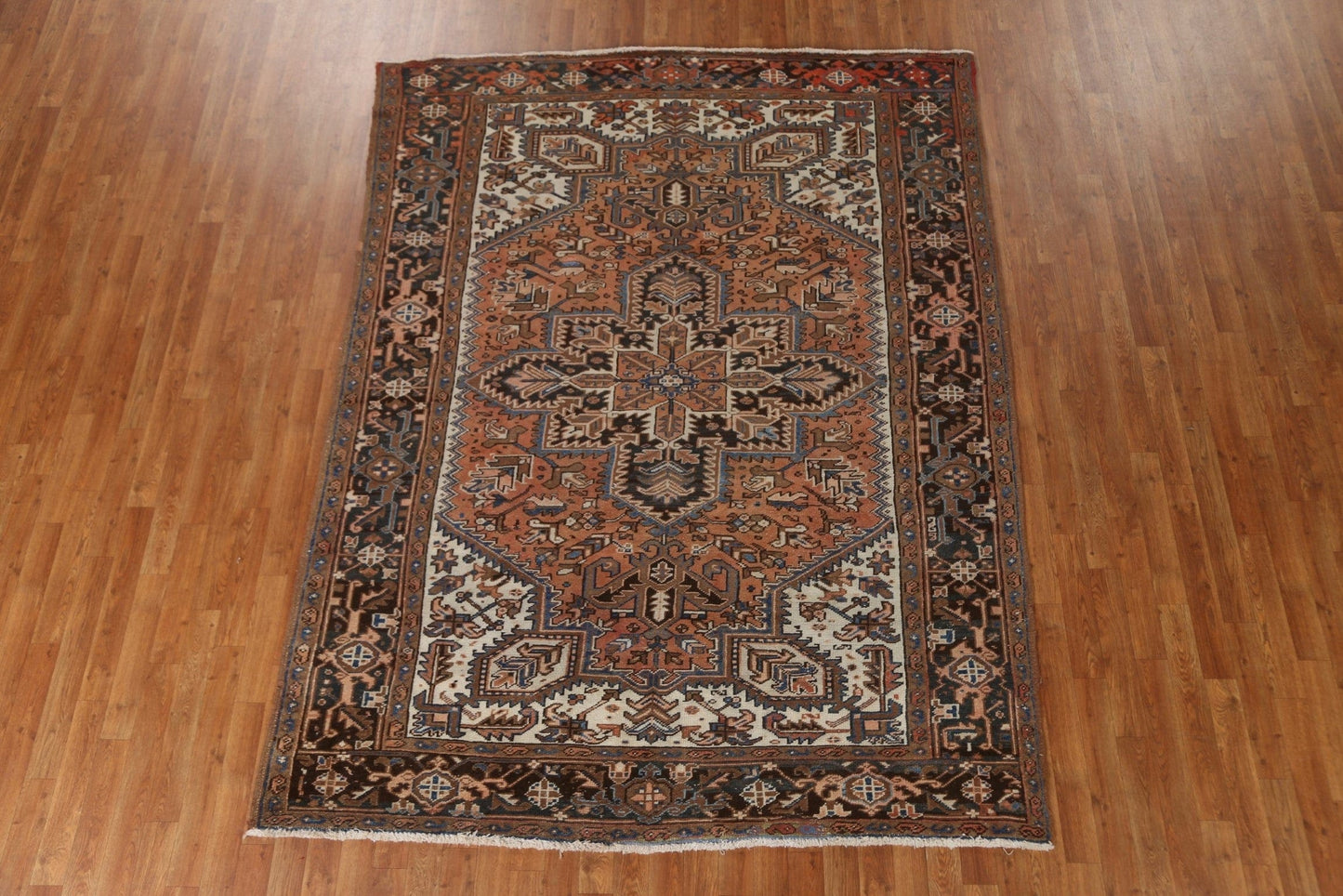 Vintage Wool Heriz Persian Area Rug 7x9