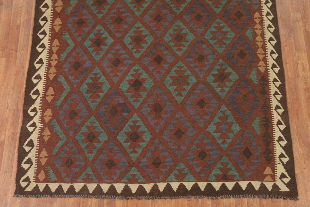 Geometric Kilim Wool Area Rug 7x9