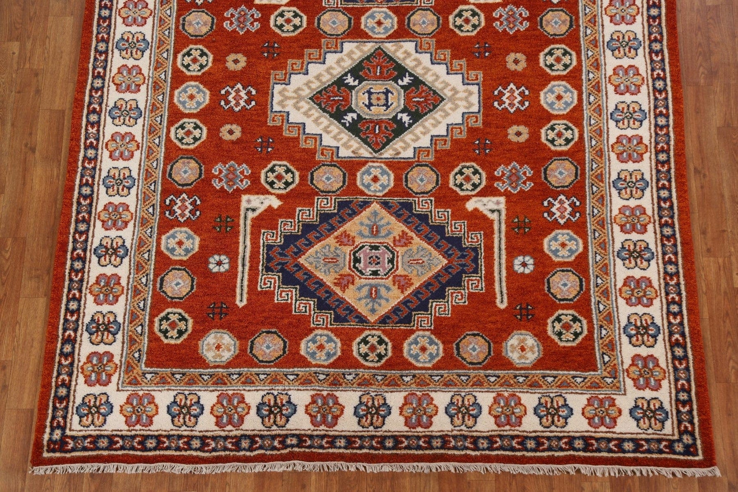 Geometric Kazak Oriental Area Rug 7x8