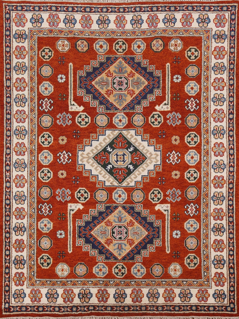 Geometric Kazak Oriental Area Rug 7x8