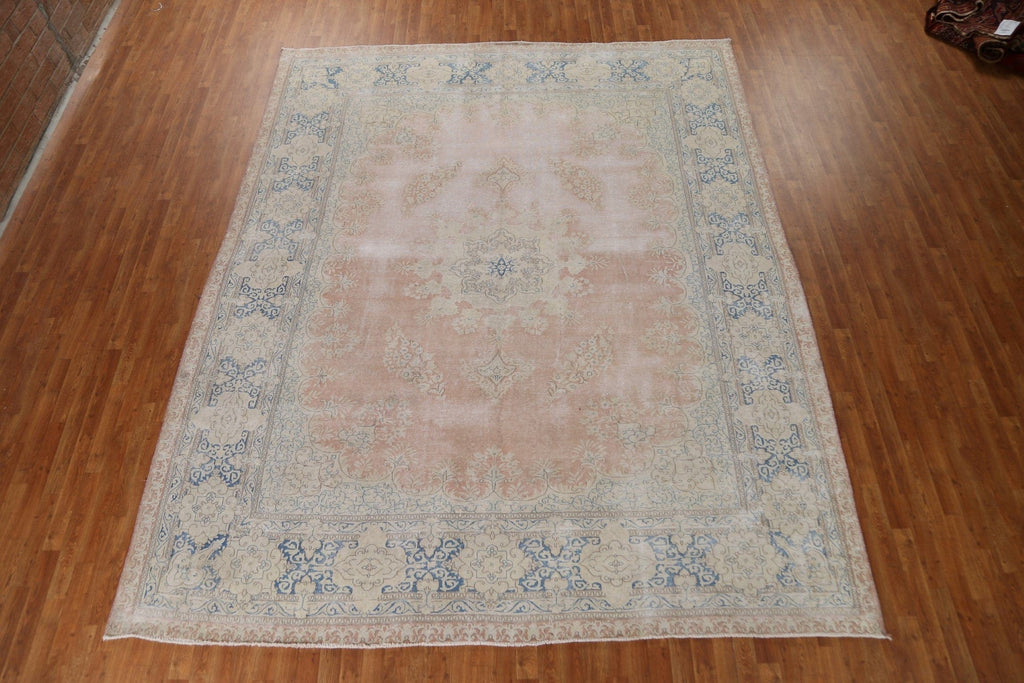 Distressed Wool Kerman Persian Area Rug 10x12