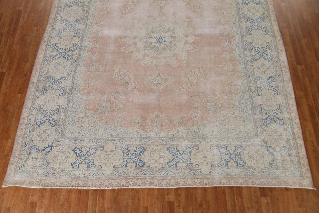 Distressed Wool Kerman Persian Area Rug 10x12