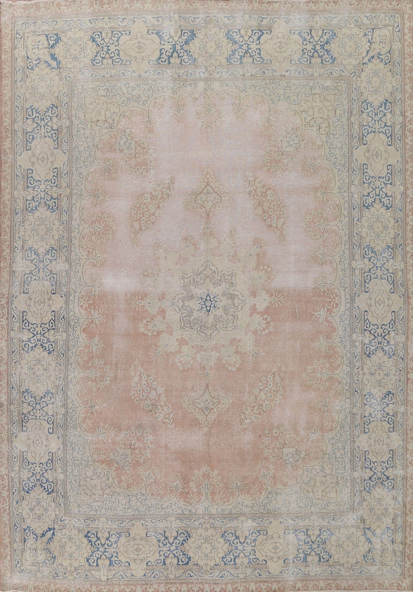 Distressed Wool Kerman Persian Area Rug 10x12