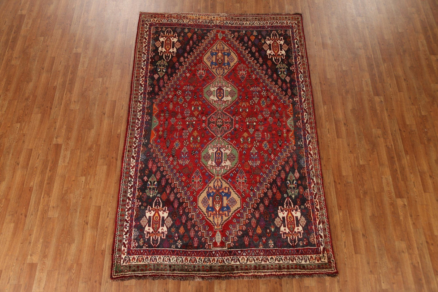 Antique Vegetable Dye Abadeh Nafar Persian Rug 6x9