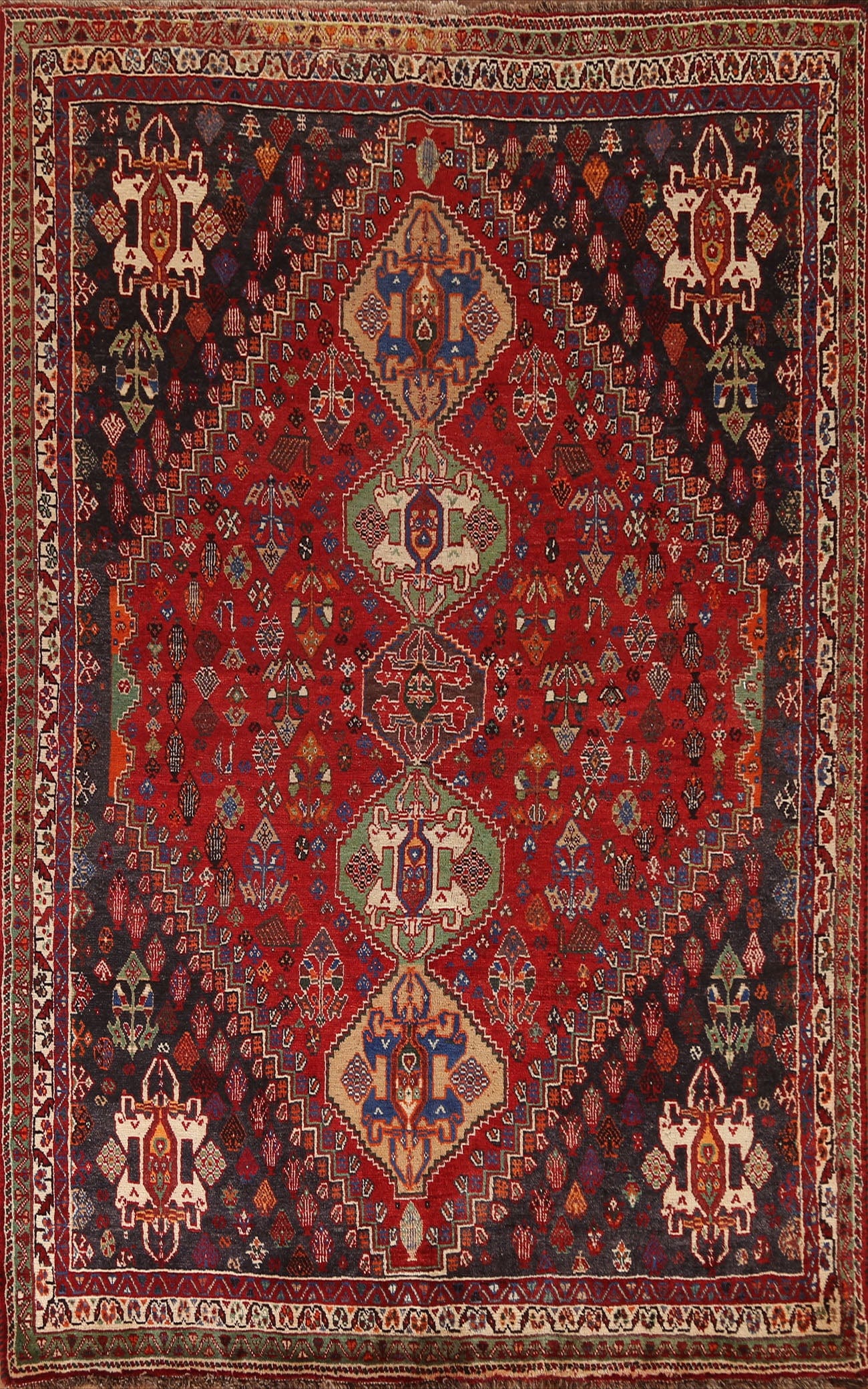 Antique Vegetable Dye Abadeh Nafar Persian Rug 6x9