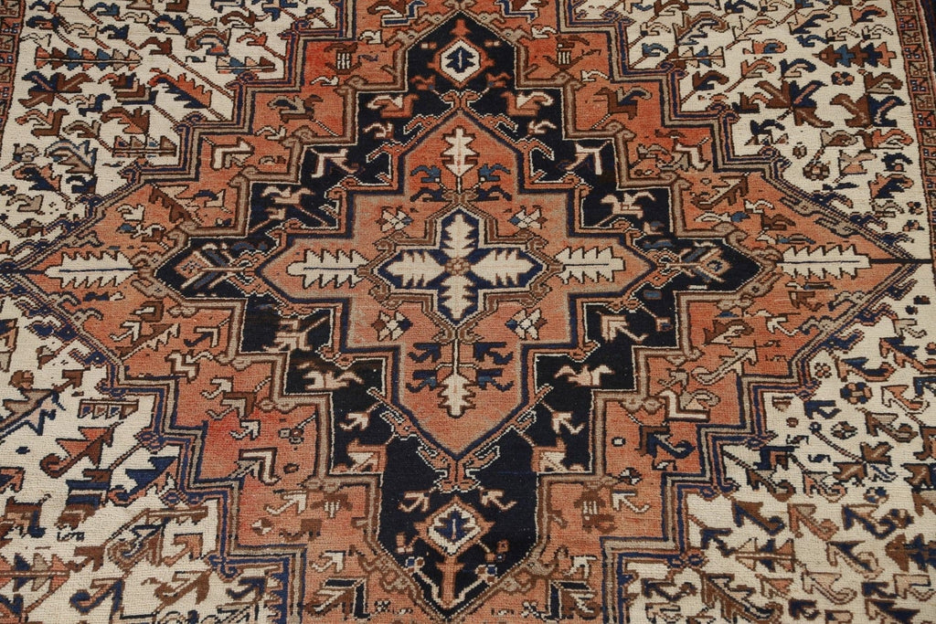 Geometric Wool Heriz Persian Area Rug 8x9