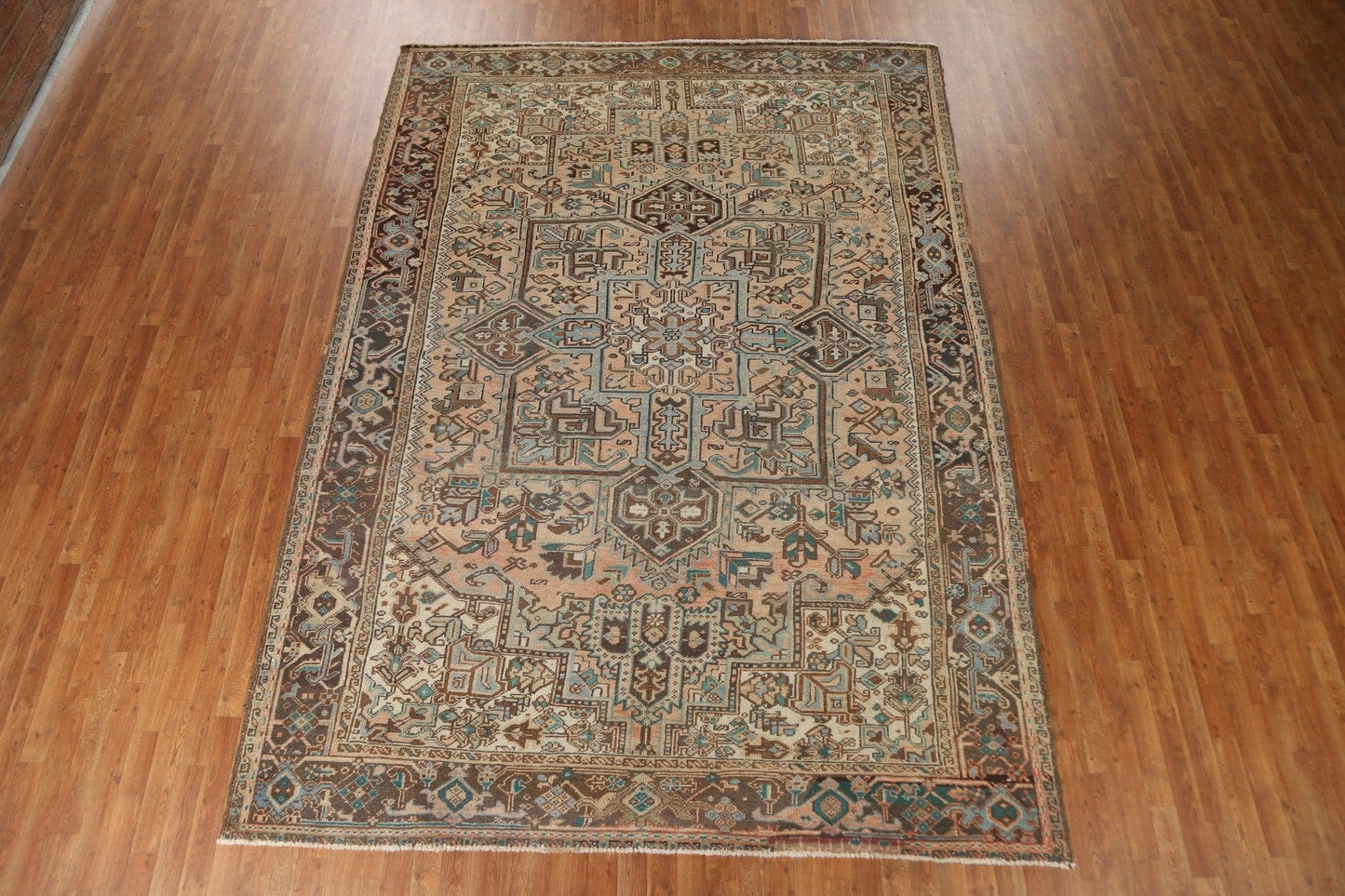 Vintage Geometric Heriz Persian Area Rug 8x12