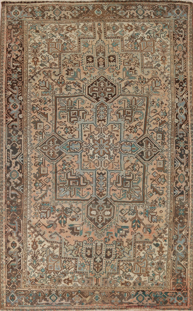 Vintage Geometric Heriz Persian Area Rug 8x12