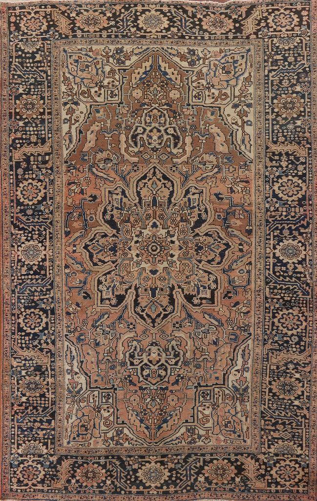 Hand-Knotted Wool Heriz Persian Area Rug 7x11