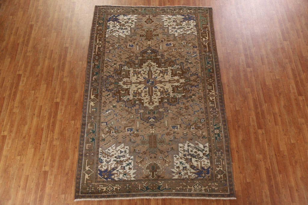 Vintage Geometric Heriz Persian Area Rug 7x11