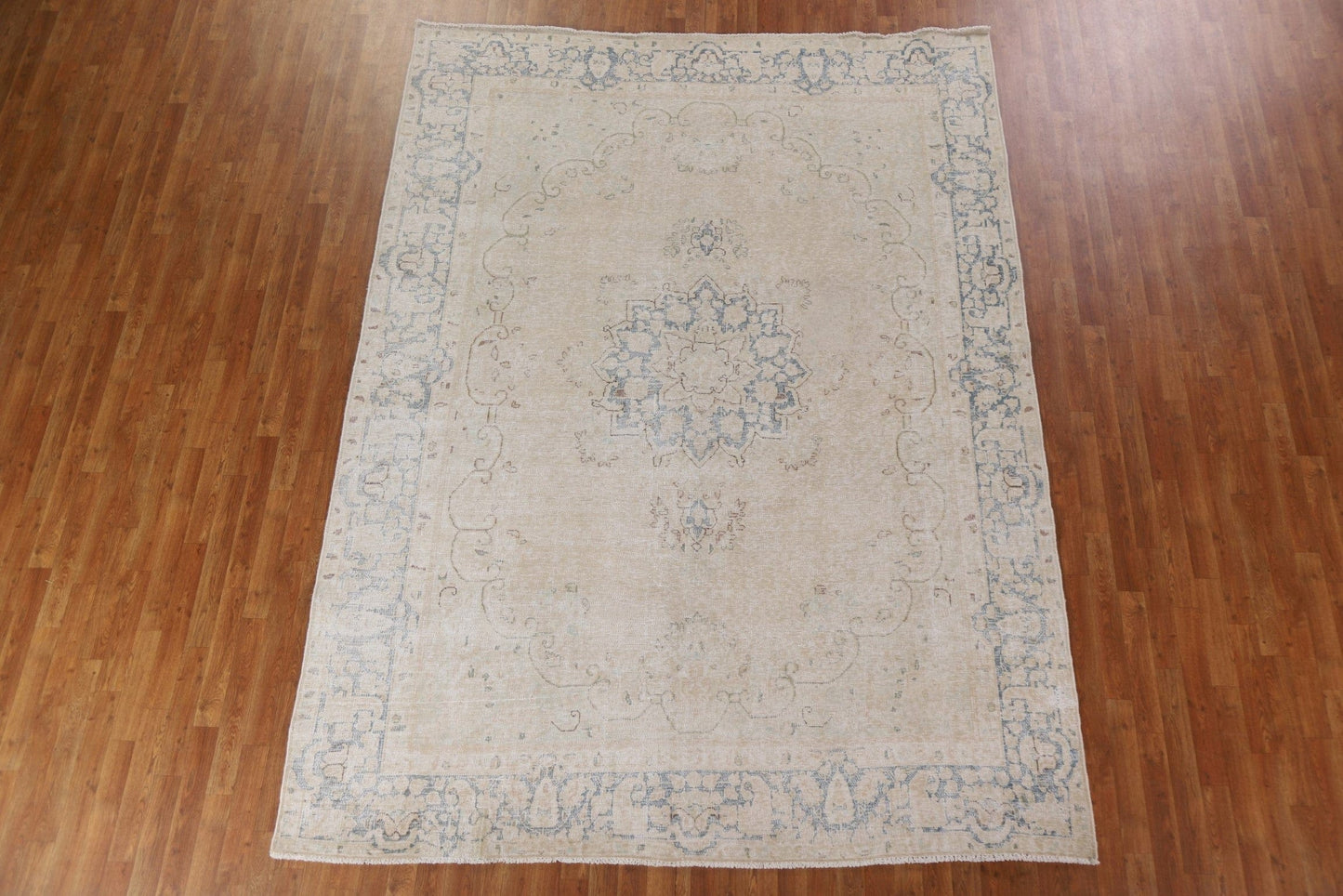 Distressed Wool Kerman Persian Area Rug 8x11